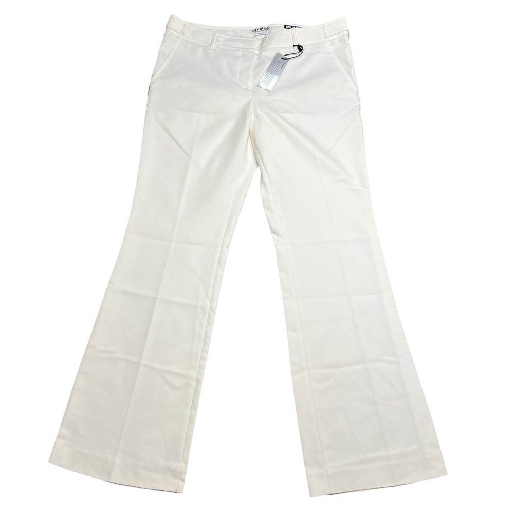 NWT Express Columnist Slim Flare Pants 6S White Low Rise Ultimate Double Weave